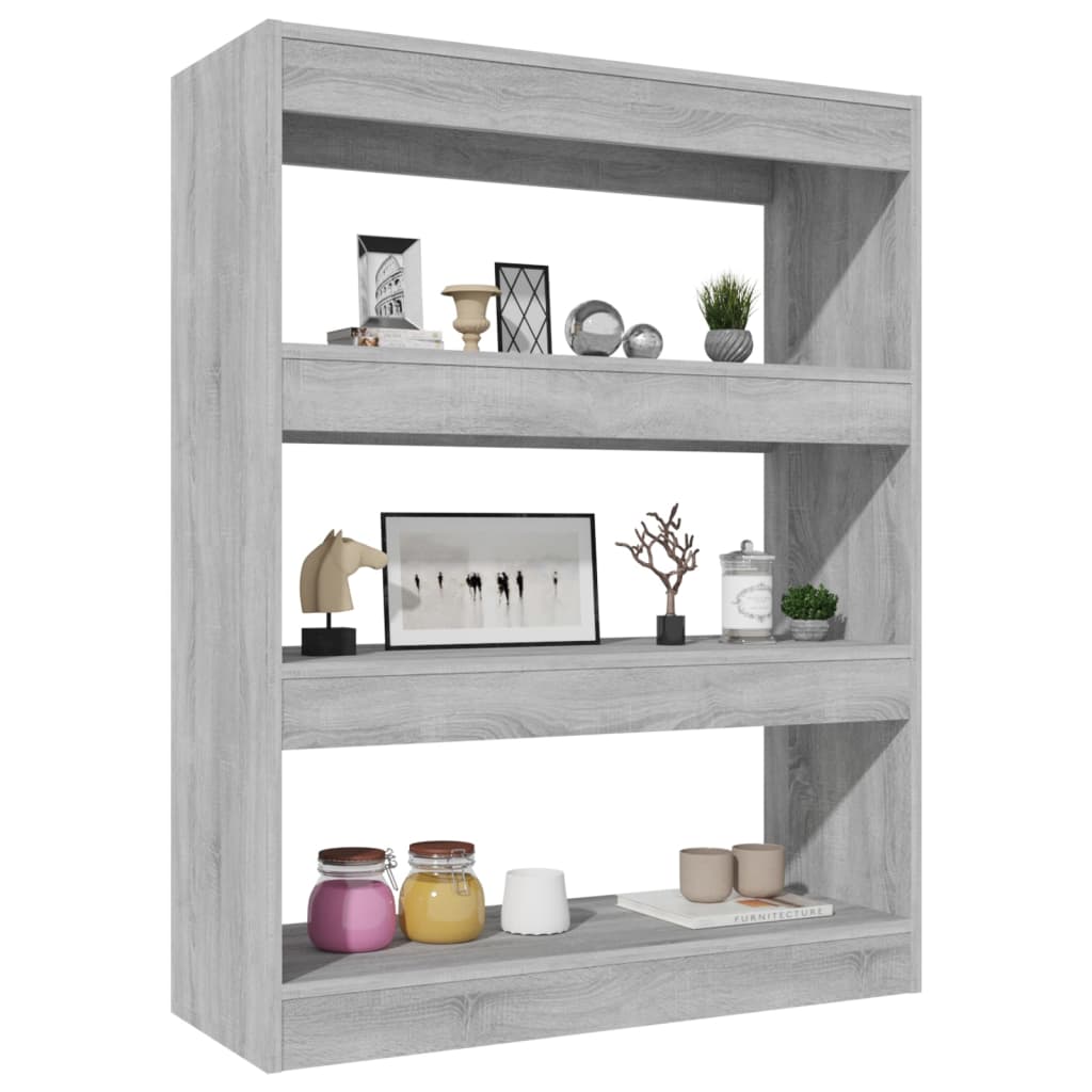 Boekenkast/Kamerscherm 80X30X103 Cm Bewerkt Hout Grijs Sonoma