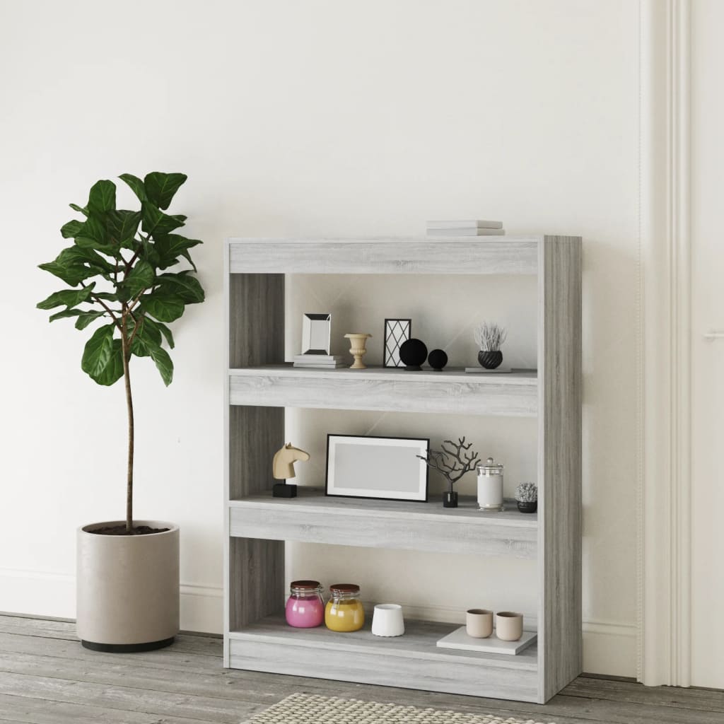Boekenkast/Kamerscherm 80X30X103 Cm Bewerkt Hout Grijs Sonoma