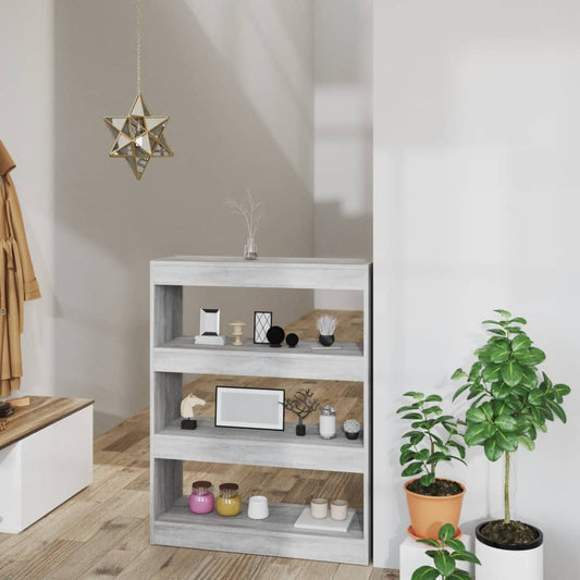 Boekenkast/Kamerscherm 80X30X103 Cm Bewerkt Hout Grijs Sonoma