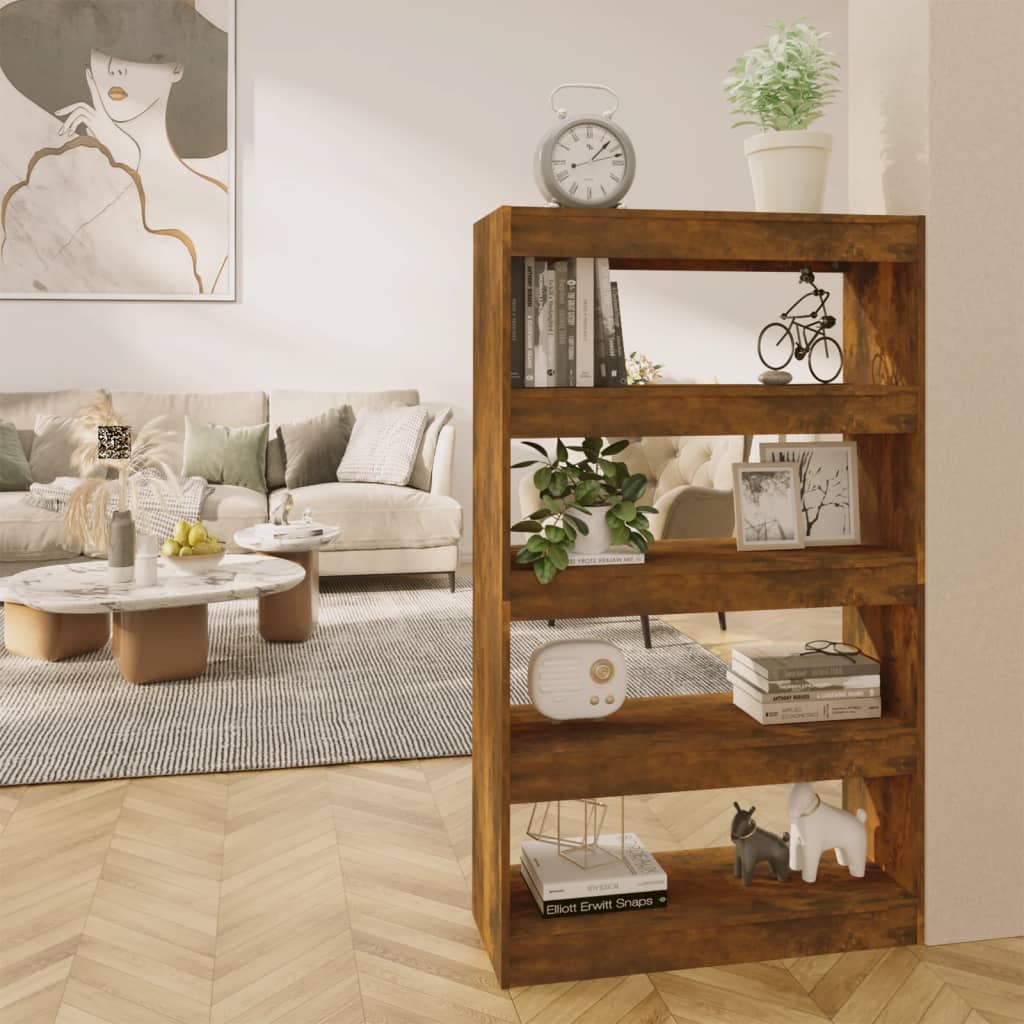 Boekenkast/Kamerscherm 80X30X135 Cm Spaanplaat Gerookt Eiken