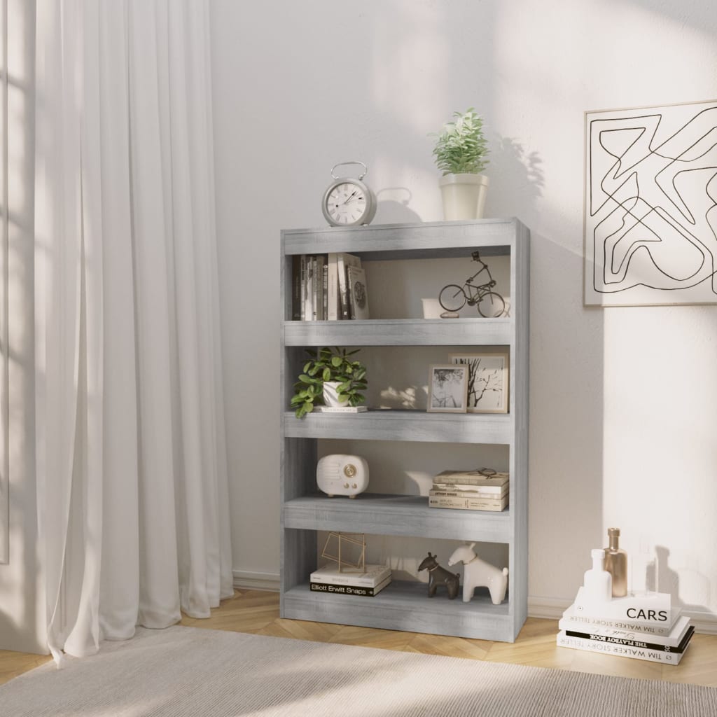 Boekenkast/Kamerscherm 80X30X135 Cm Spaanplaat Grijs Sonoma