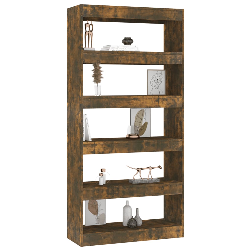 Boekenkast/Kamerscherm 80X30X166 Cm Spaanplaat Gerookt Eiken