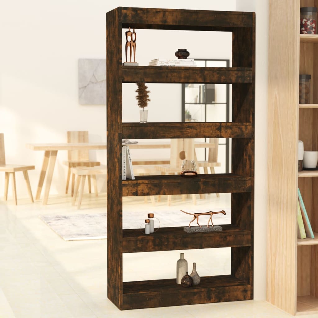 Boekenkast/Kamerscherm 80X30X166 Cm Spaanplaat Gerookt Eiken
