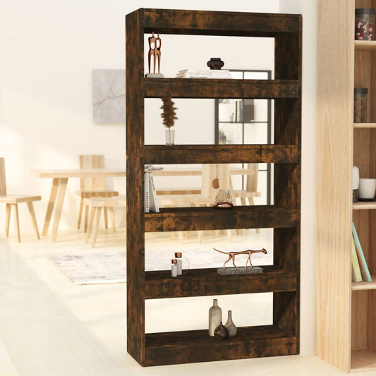 Boekenkast/Kamerscherm 80X30X166 Cm Spaanplaat Gerookt Eiken