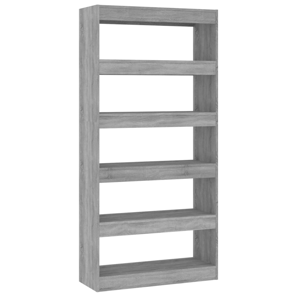 Boekenkast/Kamerscherm 80X30X166 Cm Spaanplaat Grijs Sonoma