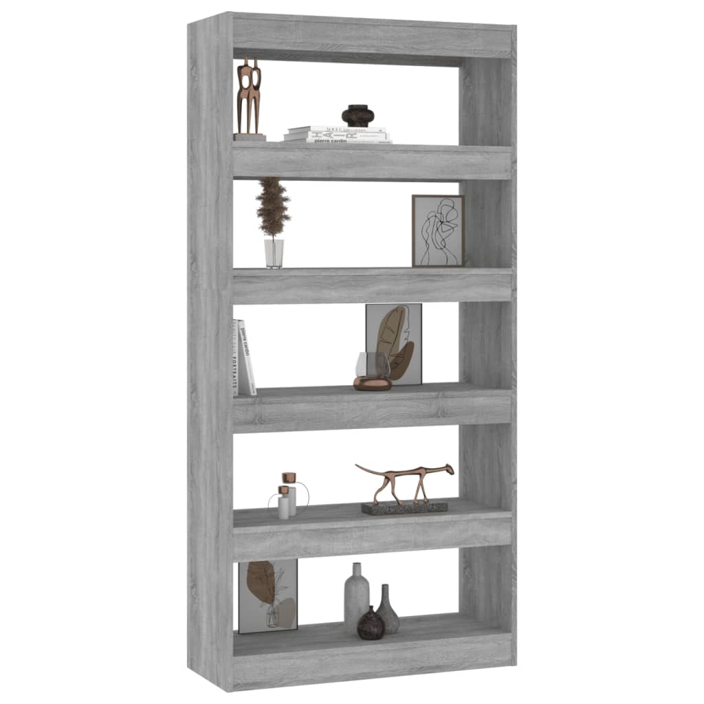 Boekenkast/Kamerscherm 80X30X166 Cm Spaanplaat Grijs Sonoma