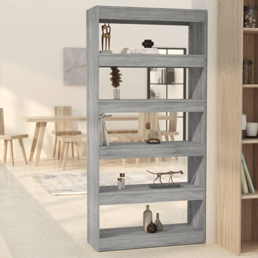 Boekenkast/Kamerscherm 80X30X166 Cm Spaanplaat Grijs Sonoma