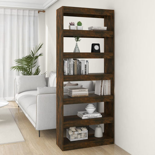Boekenkast/Kamerscherm 80X30X198 Cm Spaanplaat Gerookt Eiken