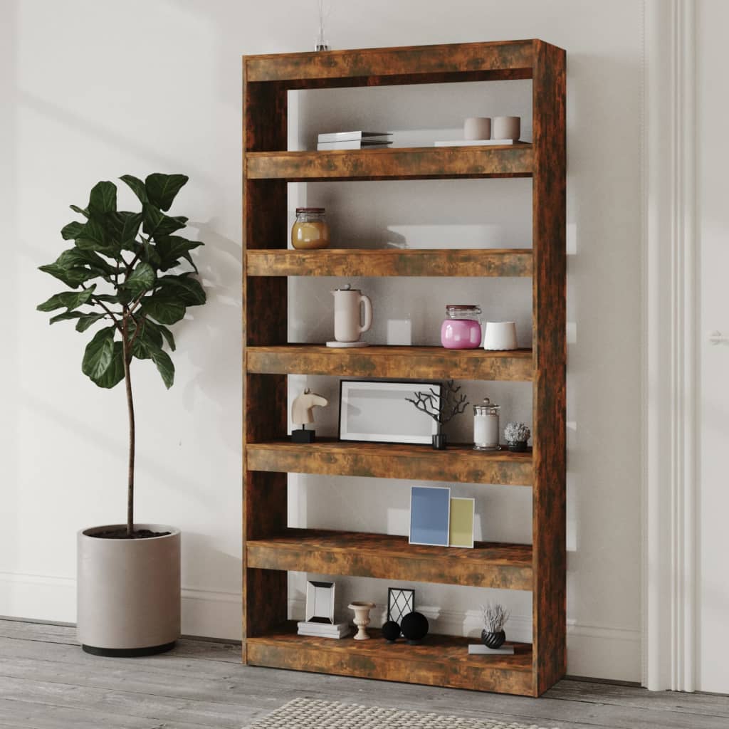 Boekenkast/Kamerscherm 100X30X198 Cm Bewerkt Hout Gerookt Eiken