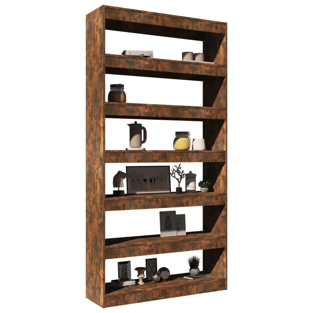 Boekenkast/Kamerscherm 100X30X198 Cm Bewerkt Hout Gerookt Eiken