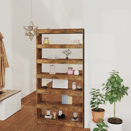 Boekenkast/Kamerscherm 100X30X198 Cm Bewerkt Hout Gerookt Eiken
