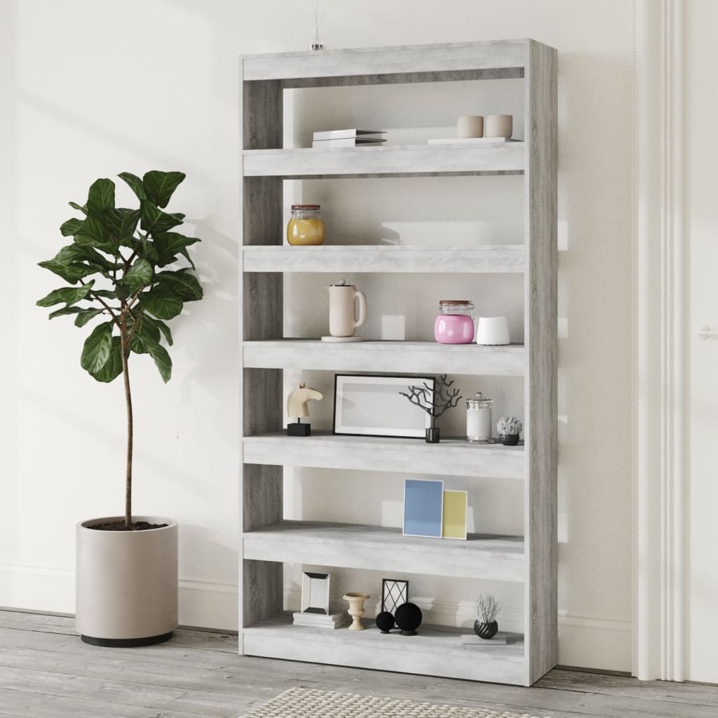 Boekenkast/Kamerscherm 100X30X198 Cm Bewerkt Hout Grijs Sonoma