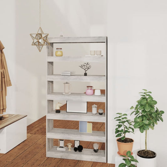 Boekenkast/Kamerscherm 100X30X198 Cm Bewerkt Hout Grijs Sonoma