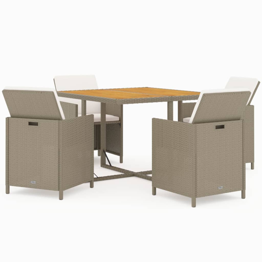 5-Delige Tuinset Met Kussens Poly Rattan Beige