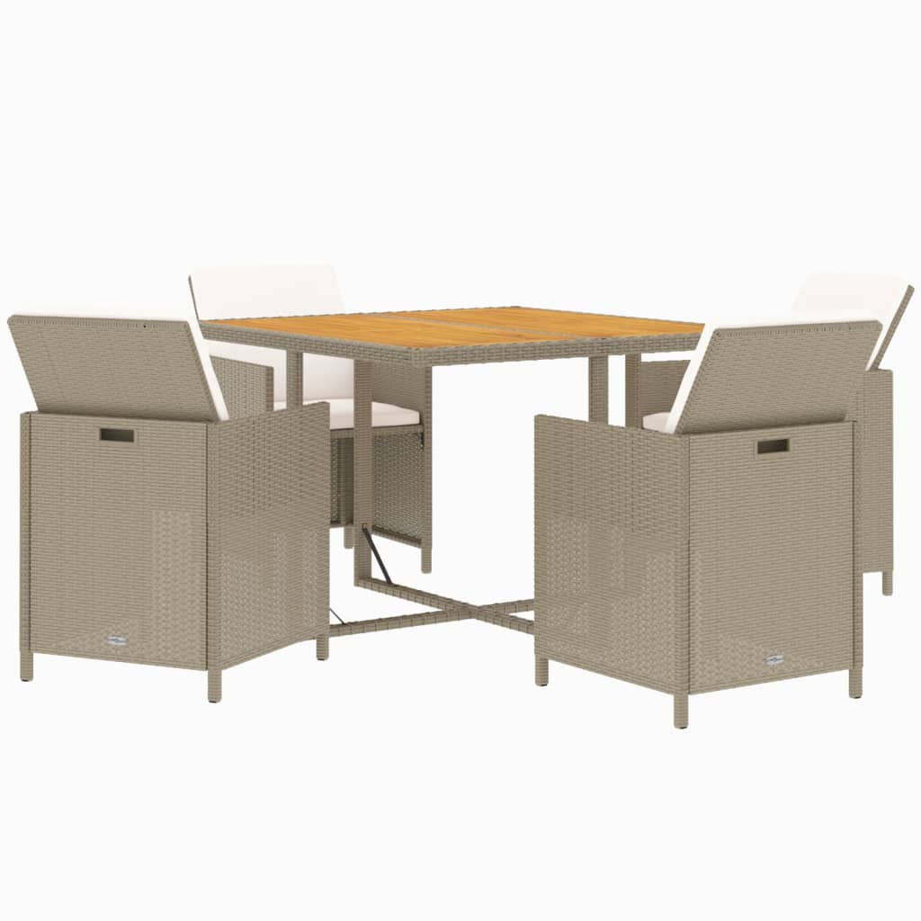 5-Delige Tuinset Met Kussens Poly Rattan Beige