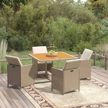 5-Delige Tuinset Met Kussens Poly Rattan Beige