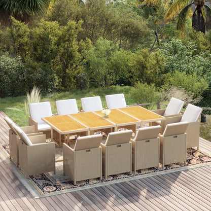 13-Delige Tuinset Met Kussens Poly Rattan Beige