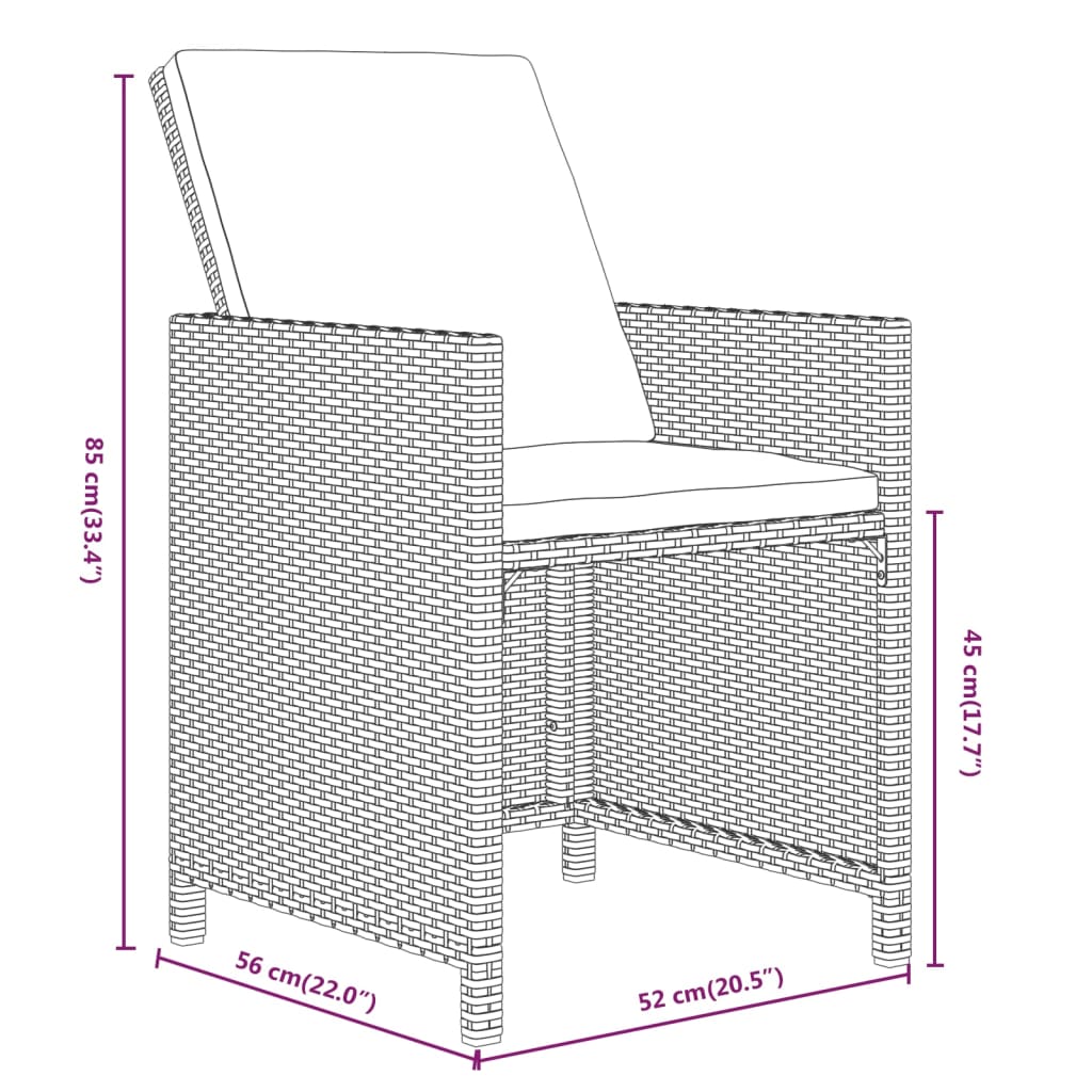11-Delige Tuinset Met Kussens Poly Rattan Zwart