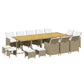 15-Delige Tuinset Met Kussens Poly Rattan Beige
