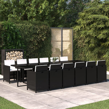 13-Delige Tuinset Met Kussens Poly Rattan Zwart