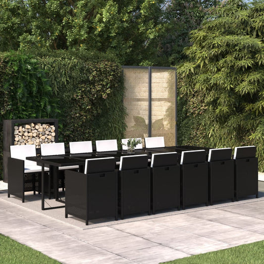 13-Delige Tuinset Met Kussens Poly Rattan Zwart