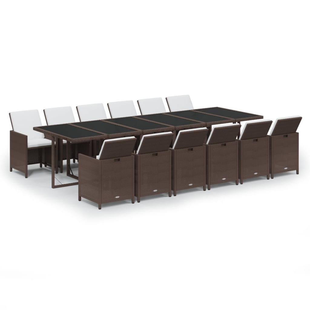 13-Delige Tuinset Met Kussens Poly Rattan Bruin