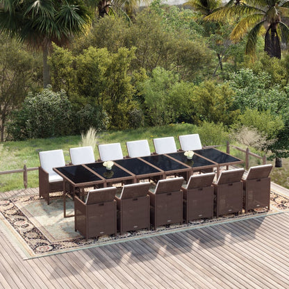 13-Delige Tuinset Met Kussens Poly Rattan Bruin