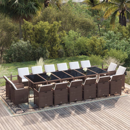 17-Delige Tuinset Met Kussens Poly Rattan Bruin