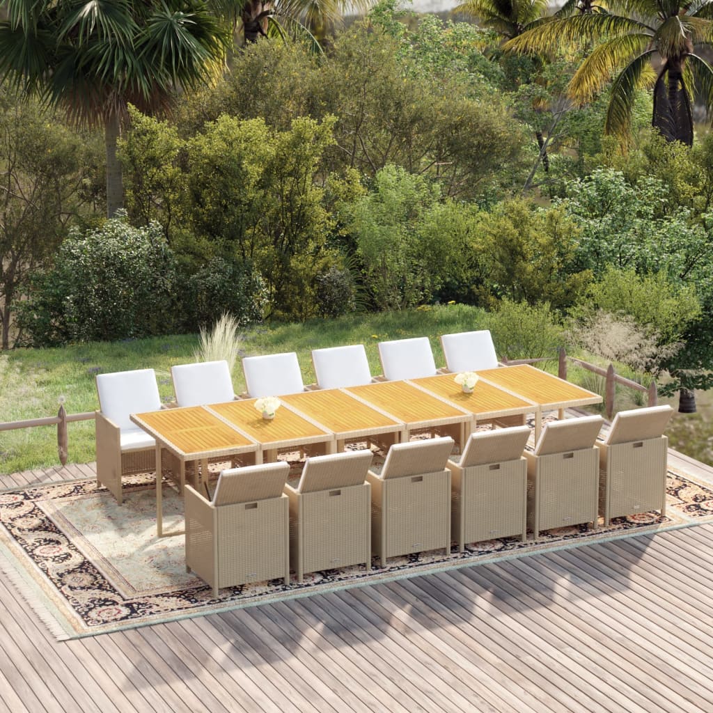 13-Delige Tuinset Met Kussens Poly Rattan Beige