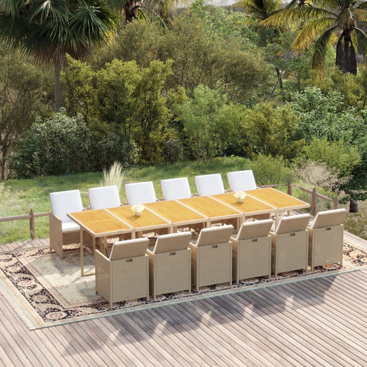13-Delige Tuinset Met Kussens Poly Rattan Beige