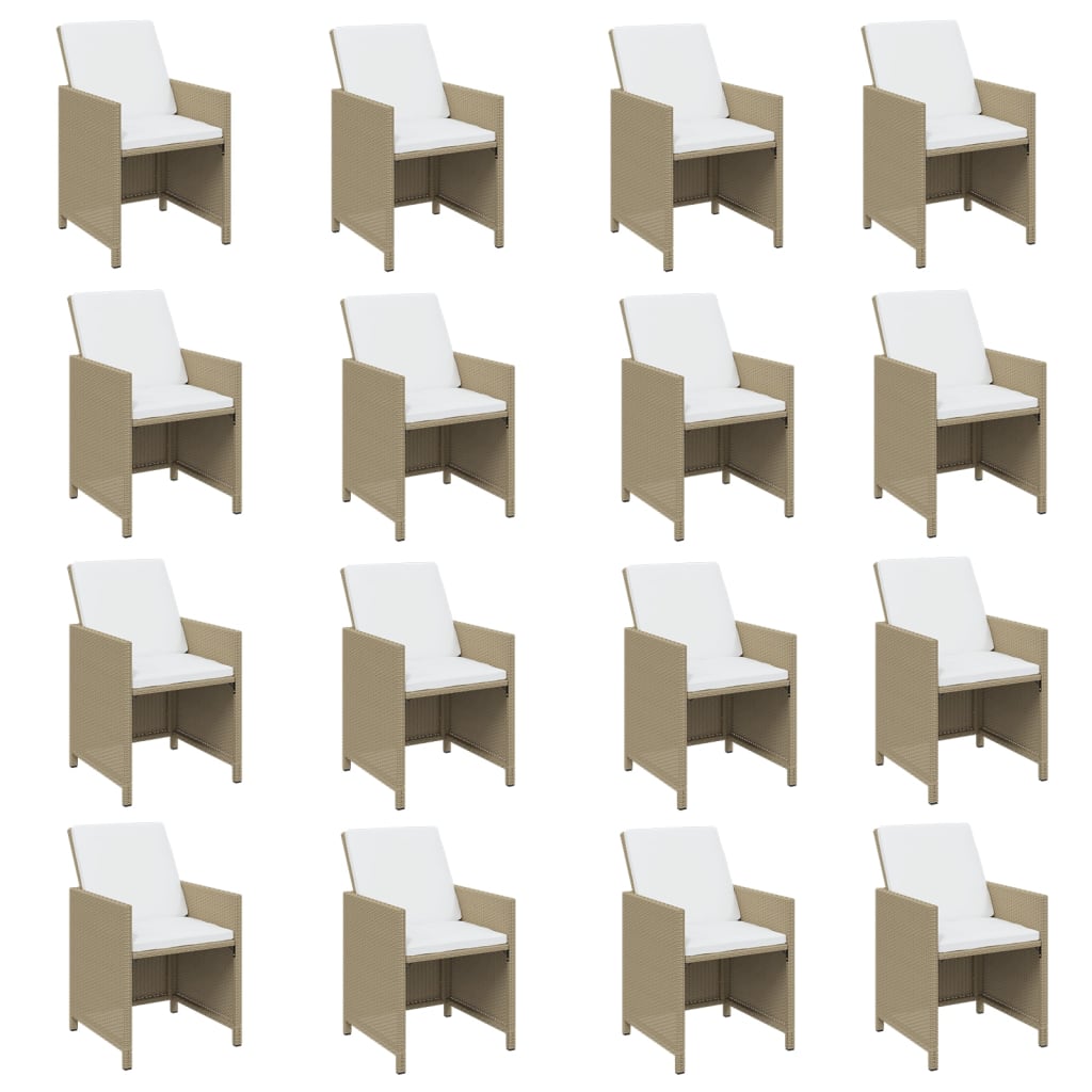 17-Delige Tuinset Met Kussens Poly Rattan Beige