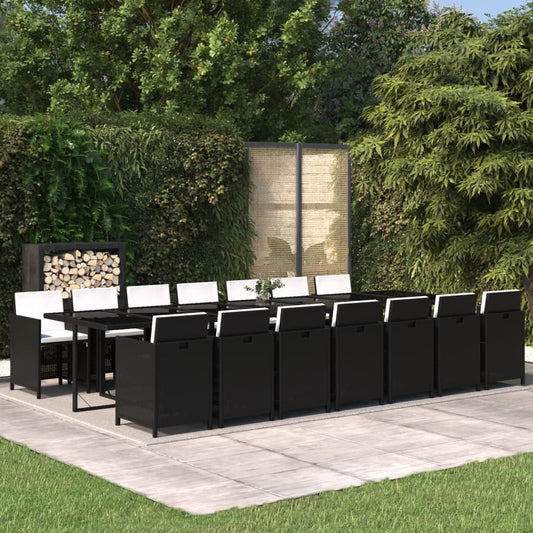 15-Delige Tuinset Met Kussens Poly Rattan Zwart