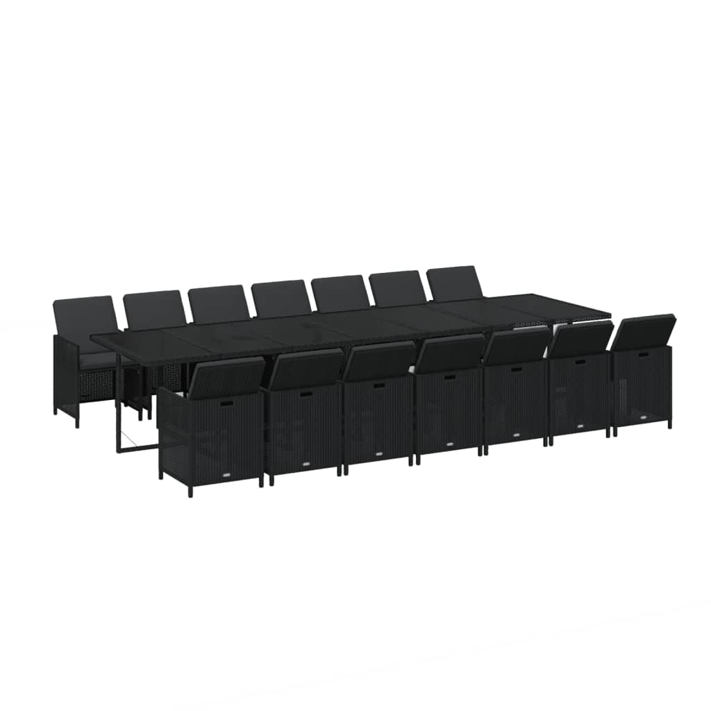 15-Delige Tuinset Met Kussens Poly Rattan Zwart