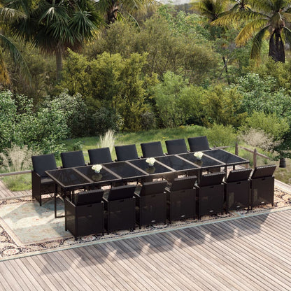 15-Delige Tuinset Met Kussens Poly Rattan Zwart