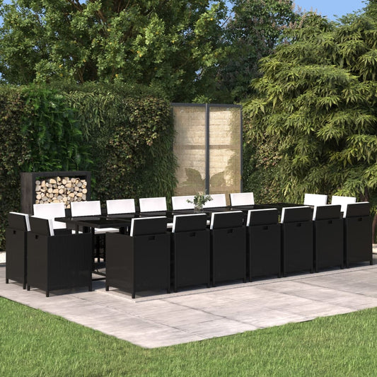 19-Delige Tuinset Met Kussens Poly Rattan Zwart