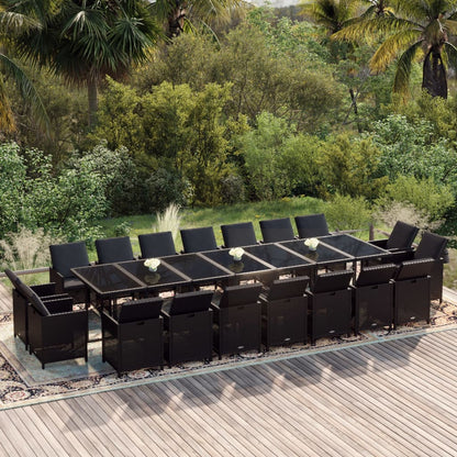 19-Delige Tuinset Met Kussens Poly Rattan Zwart