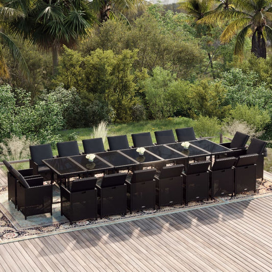 19-Delige Tuinset Met Kussens Poly Rattan Zwart