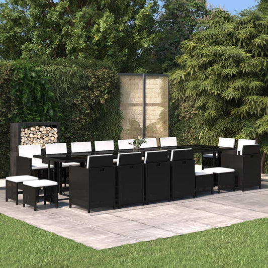 19-Delige Tuinset Met Kussens Poly Rattan Zwart