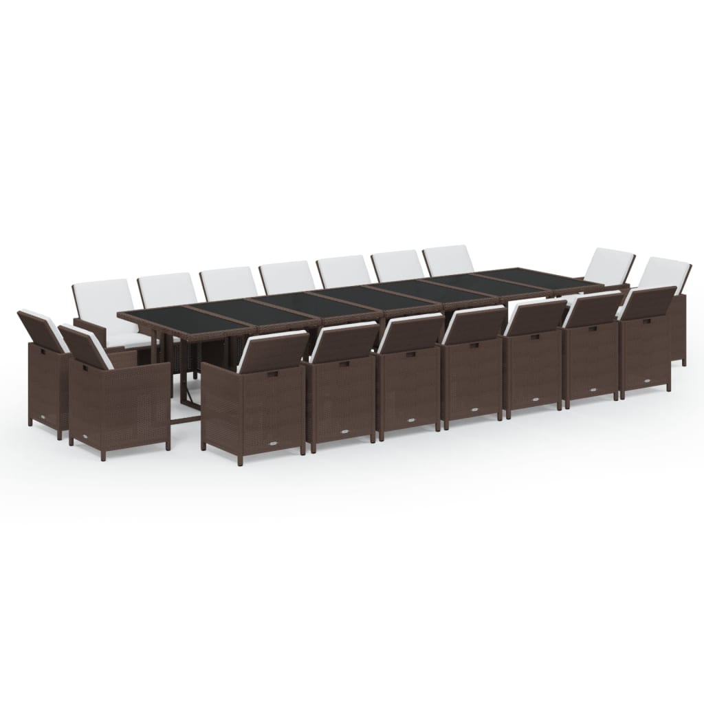 19-Delige Tuinset Met Kussens Poly Rattan Bruin