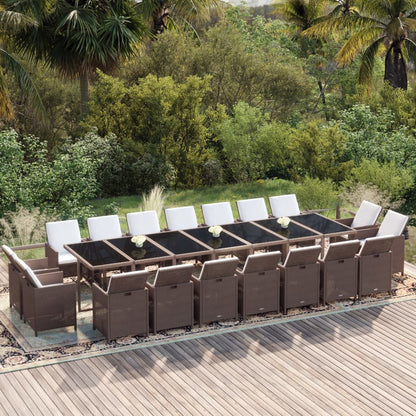 19-Delige Tuinset Met Kussens Poly Rattan Bruin