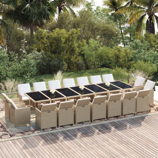 19-Delige Tuinset Met Kussens Poly Rattan Beige