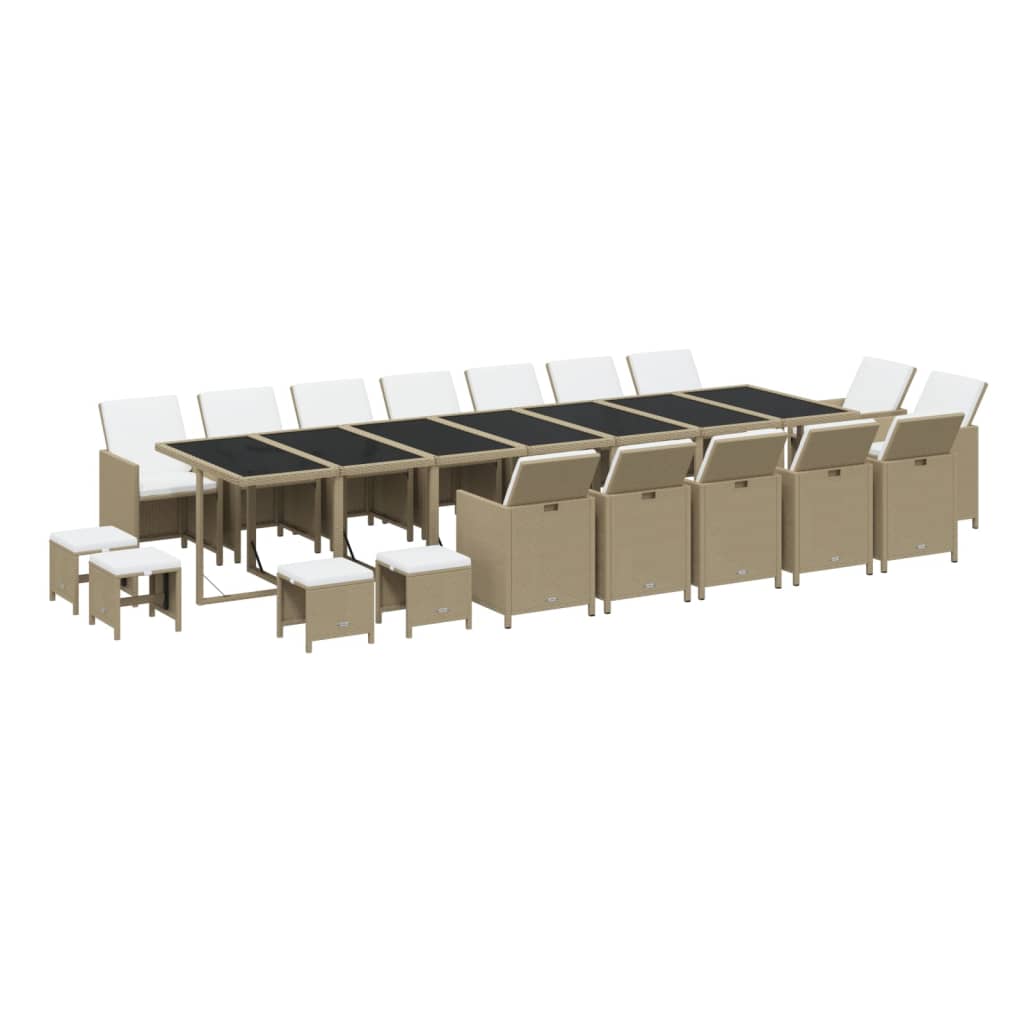 19-Delige Tuinset Met Kussens Poly Rattan Beige