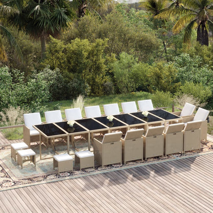 19-Delige Tuinset Met Kussens Poly Rattan Beige