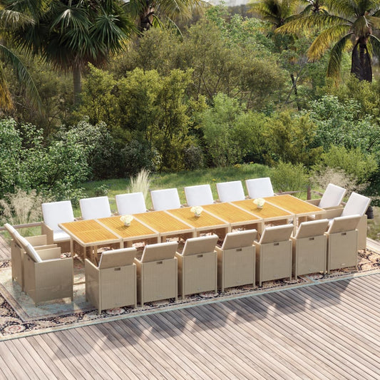 19-Delige Tuinset Met Kussens Poly Rattan Beige
