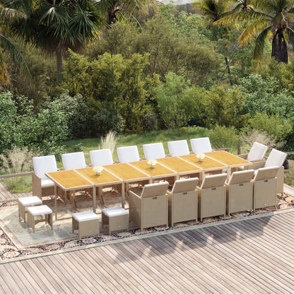 19-Delige Tuinset Met Kussens Poly Rattan Beige