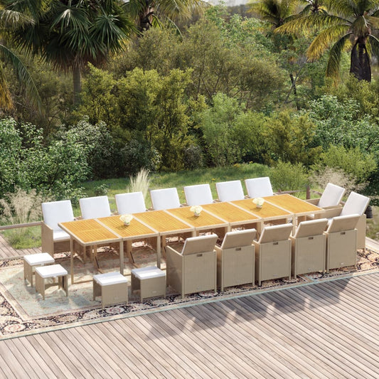 19-Delige Tuinset Met Kussens Poly Rattan Beige