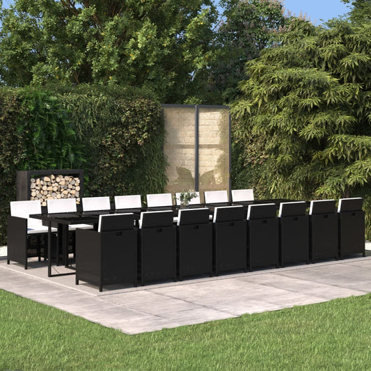 17-Delige Tuinset Met Kussens Poly Rattan Zwart