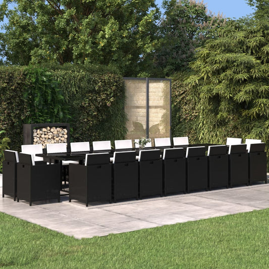 21-Delige Tuinset Met Kussens Poly Rattan Zwart