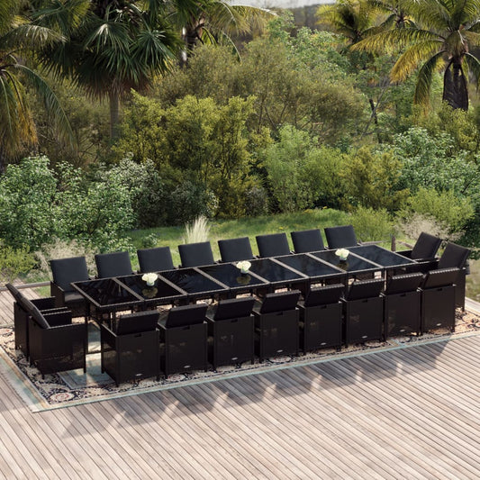 21-Delige Tuinset Met Kussens Poly Rattan Zwart