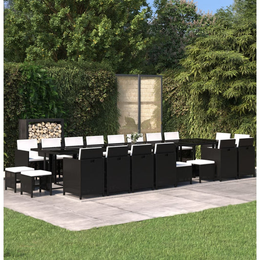 21-Delige Tuinset Met Kussens Poly Rattan Zwart